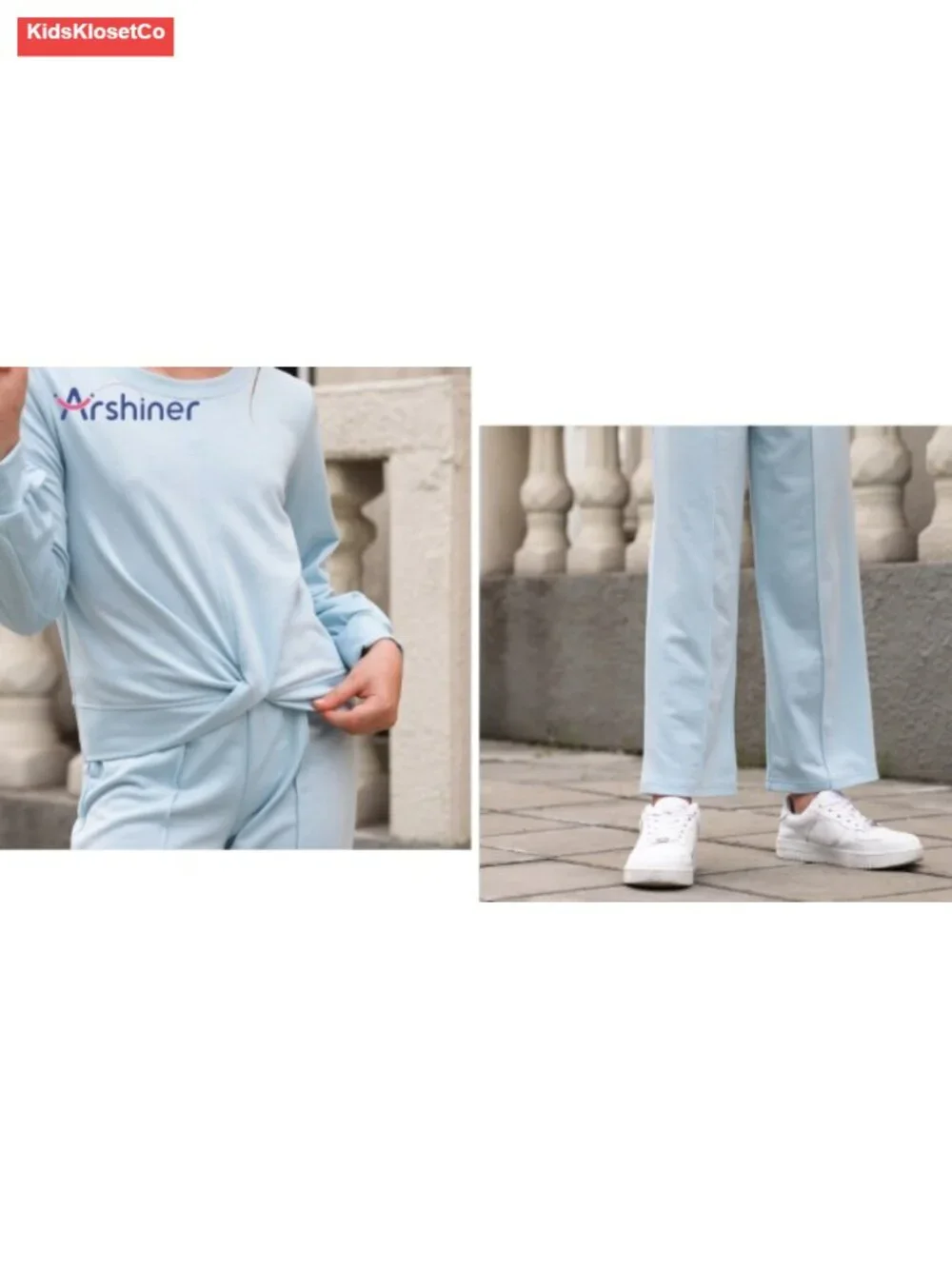 Girls 2 Piece Twist Front Sweatshirt and Wide Leg Sweatpants Set 9-10y